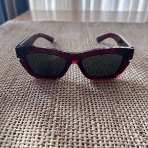 Burberry Bordeaux Red Acetate Frame Sunglasses w/Gray Lens & Gold Details-B 4454